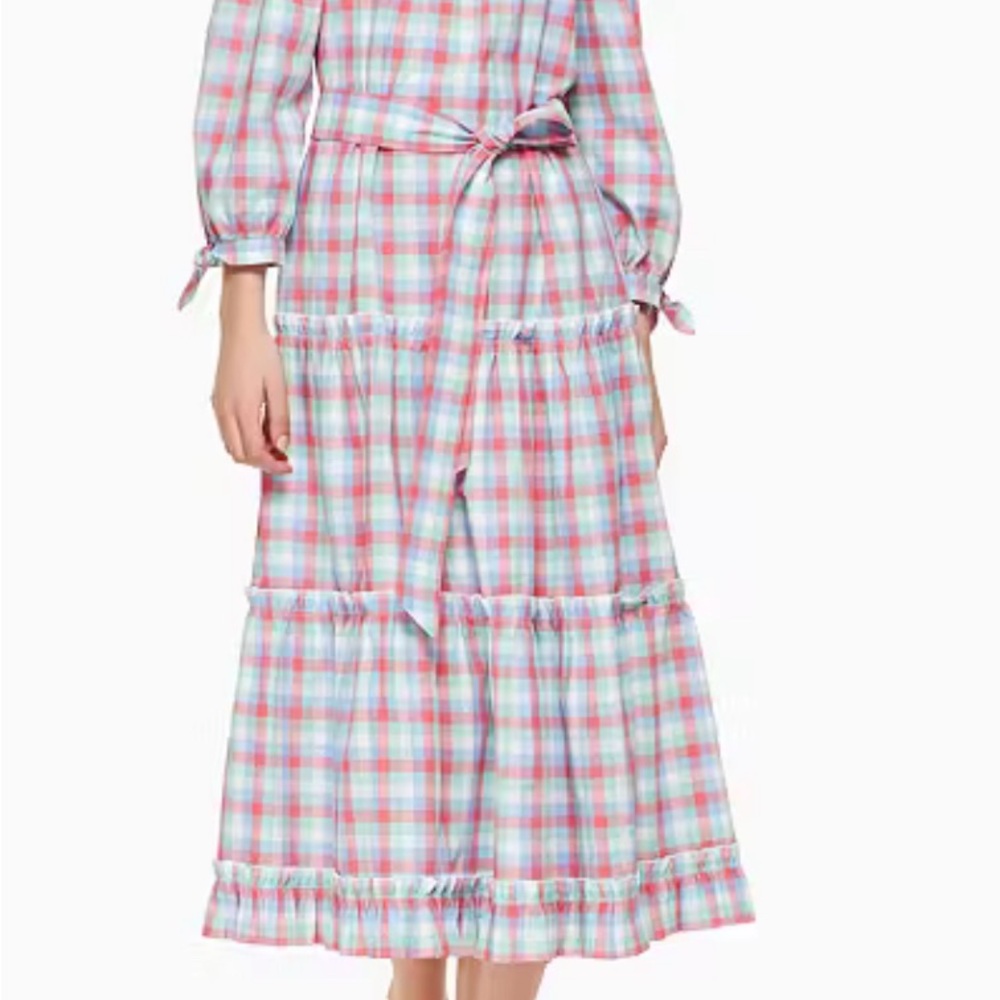 Kate Spade Pink and Blue Plaid Midi Dress